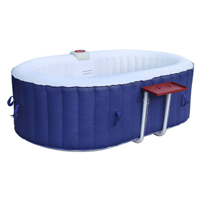 Aleko 2 Person Oval Inflatable Jetted Hot Tub with Fitted Cover, Blue (Used)