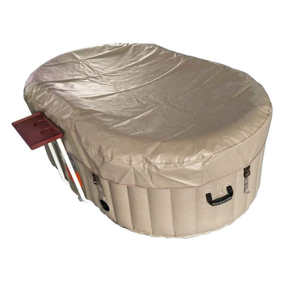Aleko 145 Gallon 2 Person Oval Inflatable Jetted Hot Tub w/ Fitted Cover, Brown