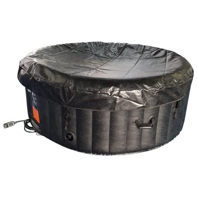 Aleko 265 Gallon 6 Person Round Inflatable Jetted Hot Tub w/ Fitted Cover, Black