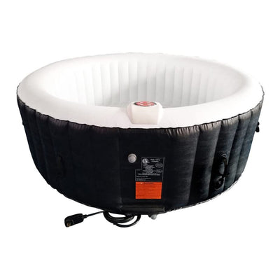 Aleko 265 Gallon 6 Person Round Inflatable Jetted Hot Tub w/ Fitted Cover, Black