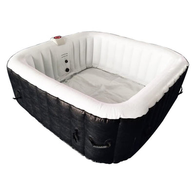 Aleko 250 Gal 6 Person Square Inflatable Jetted Hot Tub with Fitted Cover, Black
