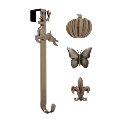 Haute Decor Adjustable Length Wreath Hanger with Reindeer Icon and More (Used)