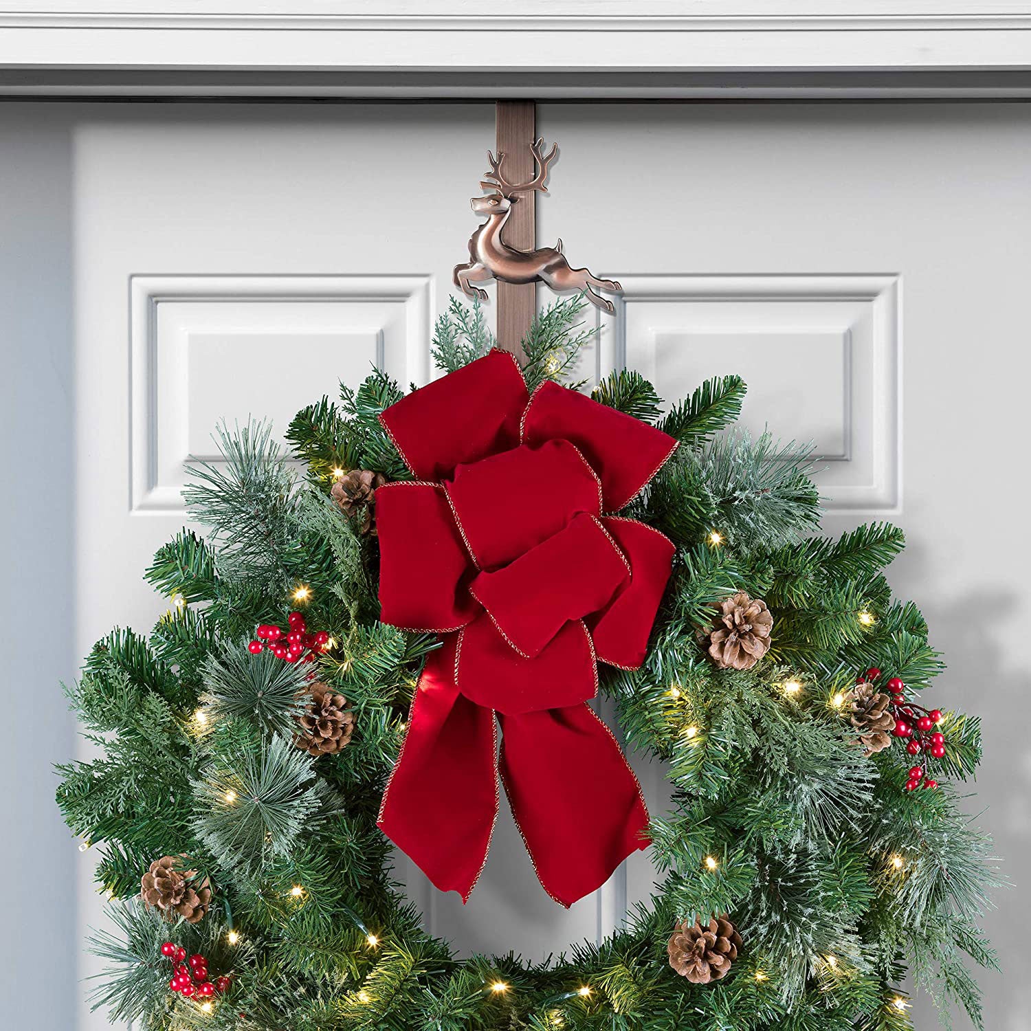 Haute Decor Adjustable Length Wreath Hanger with Reindeer Icon and More (Used)