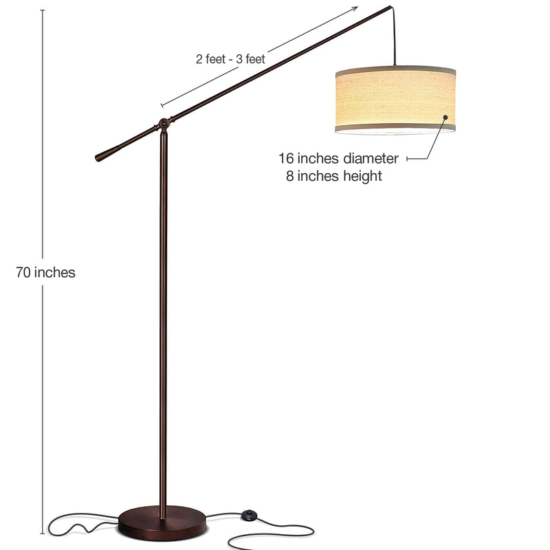 Brightech Hudson 2 Contemporary Hanging Arc Floor Lamp LED Bulb, Bronze (Used)