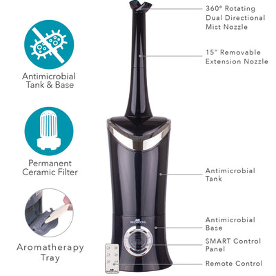 Air Innovations MH-701BA Ultrasonic Cool Mist Humidifier with Hard Water Filter