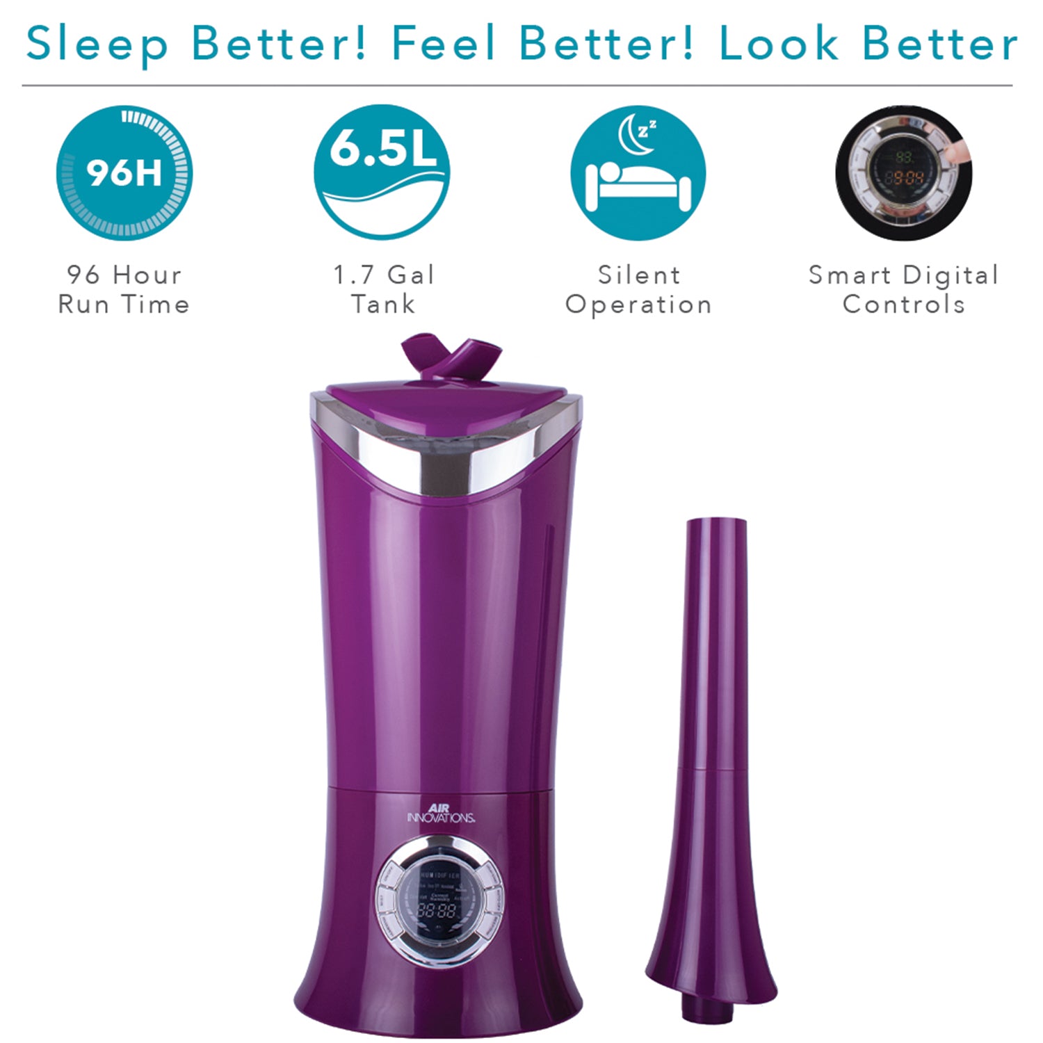 Air Innovations 1.7 Gal Cool Mist Humidifier w/ Aromatherapy Refill, Eucalyptus