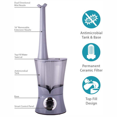 Air Innovations 1.6 Gal Cool Mist Humidifier w/ Aromatherapy Refill, Eucalyptus
