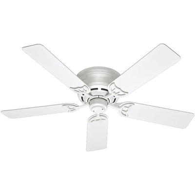 Hunter Low Profile III 52" Indoor Home Ceiling Fan w/ Pull Chain Control, White