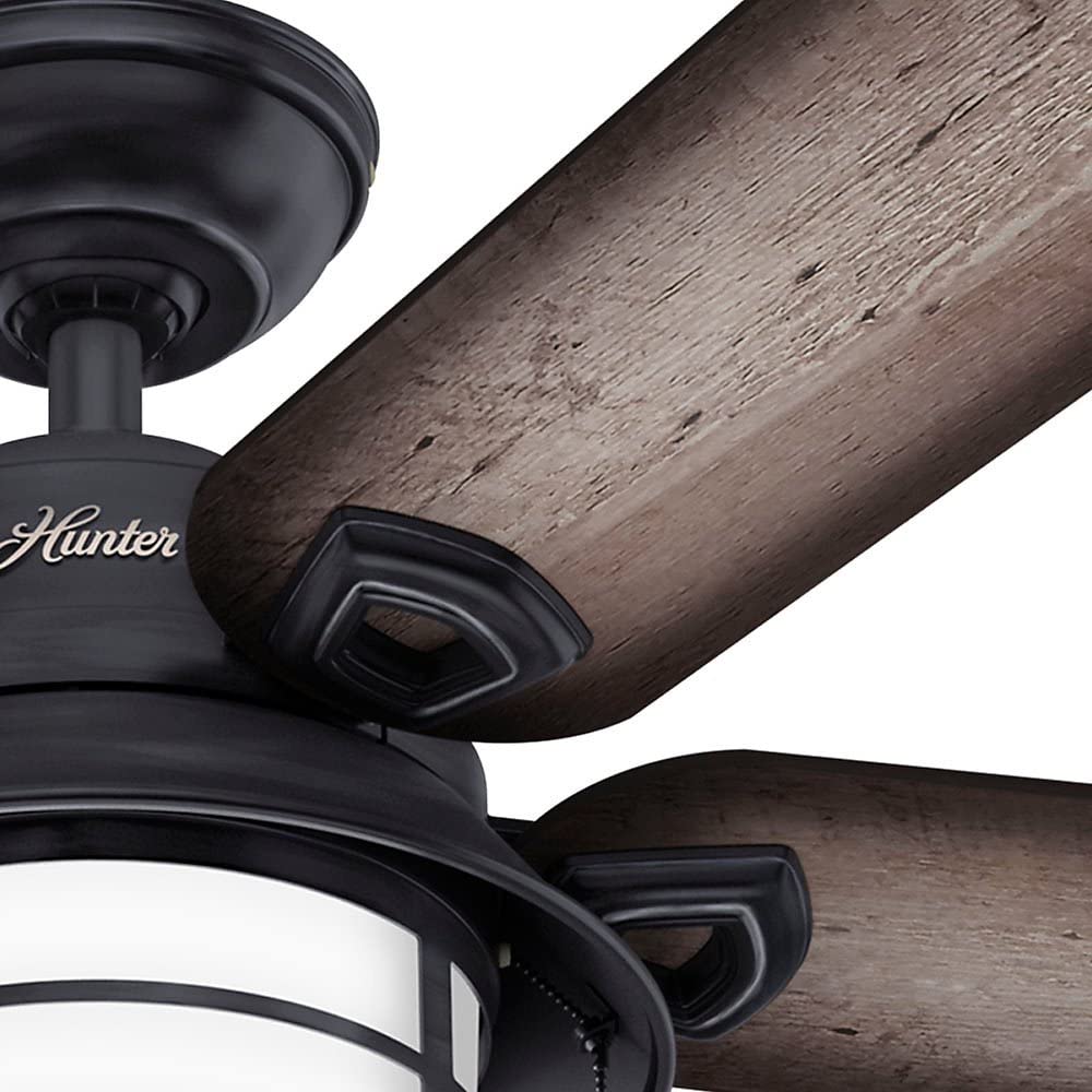 Hunter Key Biscayne 54" Indoor/Outdoor Ceiling Fan w/ Light and Pull Chain, Zinc