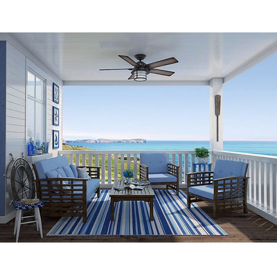 Hunter Key Biscayne 54" Indoor/Outdoor Ceiling Fan w/ Light and Pull Chain, Zinc