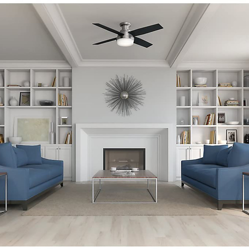 Hunter Dempsey Quiet Low Profile 52" Ceiling Fan w/ LED Lights, Brushed Nickel
