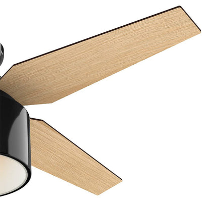Hunter Cranbrook 52" Low Profile Home Ceiling Fan with LED Light, Gloss Black