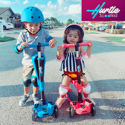 Hurtle ScootKid 3 Wheel Toddler Toy Scooter with LED Wheel Lights (4 Pack)