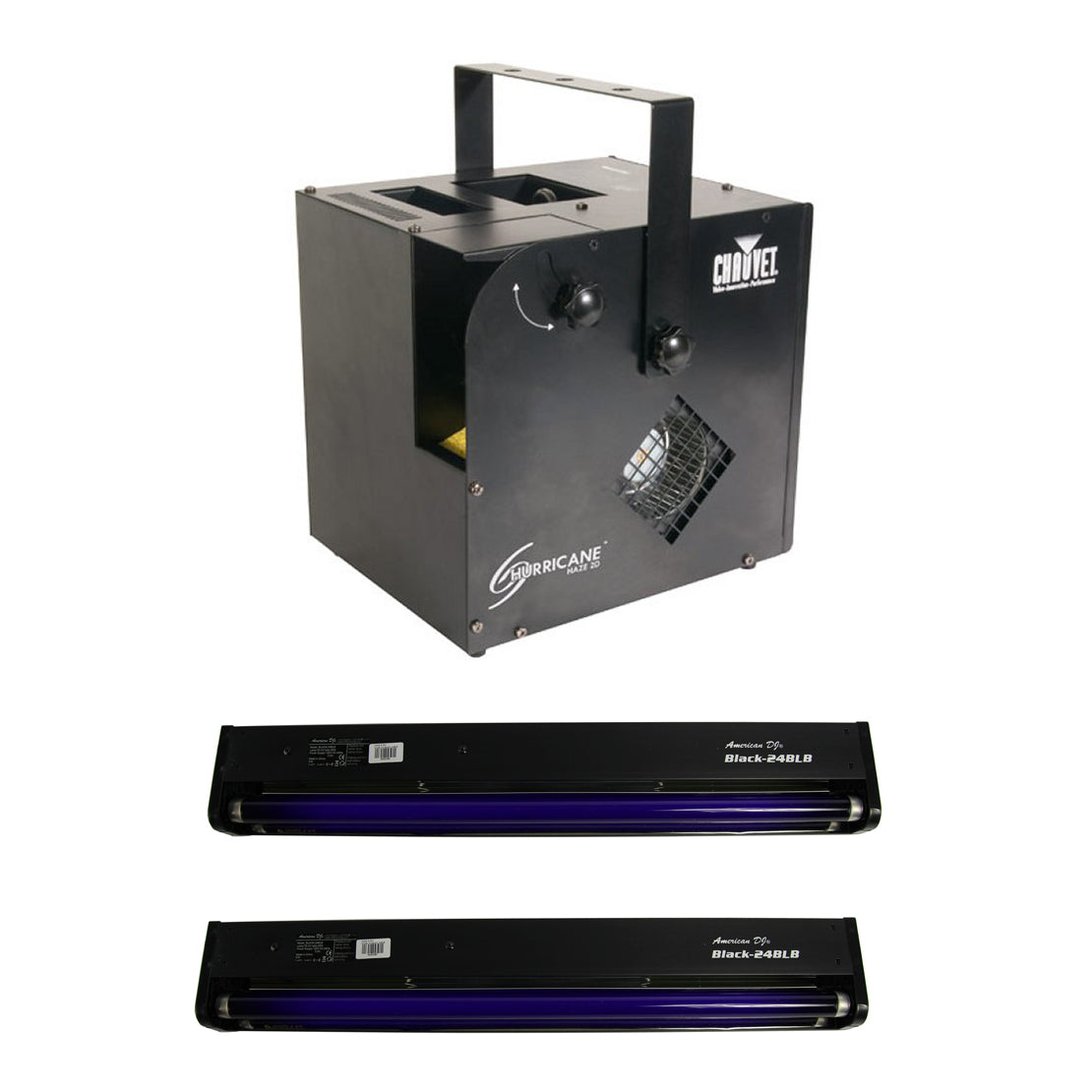 Chauvet DJ Hurricane Haze 2D Smoke/Fog Machine w/ Remote & Black Light (2 Pack) - VMInnovations