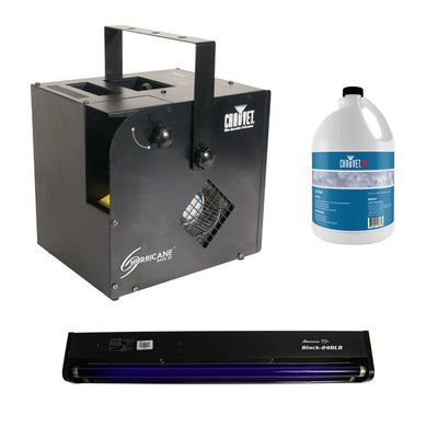 Chauvet DJ Hurricane Haze 2D Water Smoke/Fog Machine, Black Light, & Fog Juice