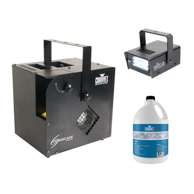 Chauvet DJ Hurricane Haze 2D Fog Machine w/ Remote, Fog Juice, & Strobe Light