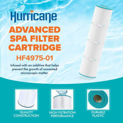 Hurricane HF4975-01 Advanced Pool and Spa Filter Cartridge Replacement, White - VMInnovations