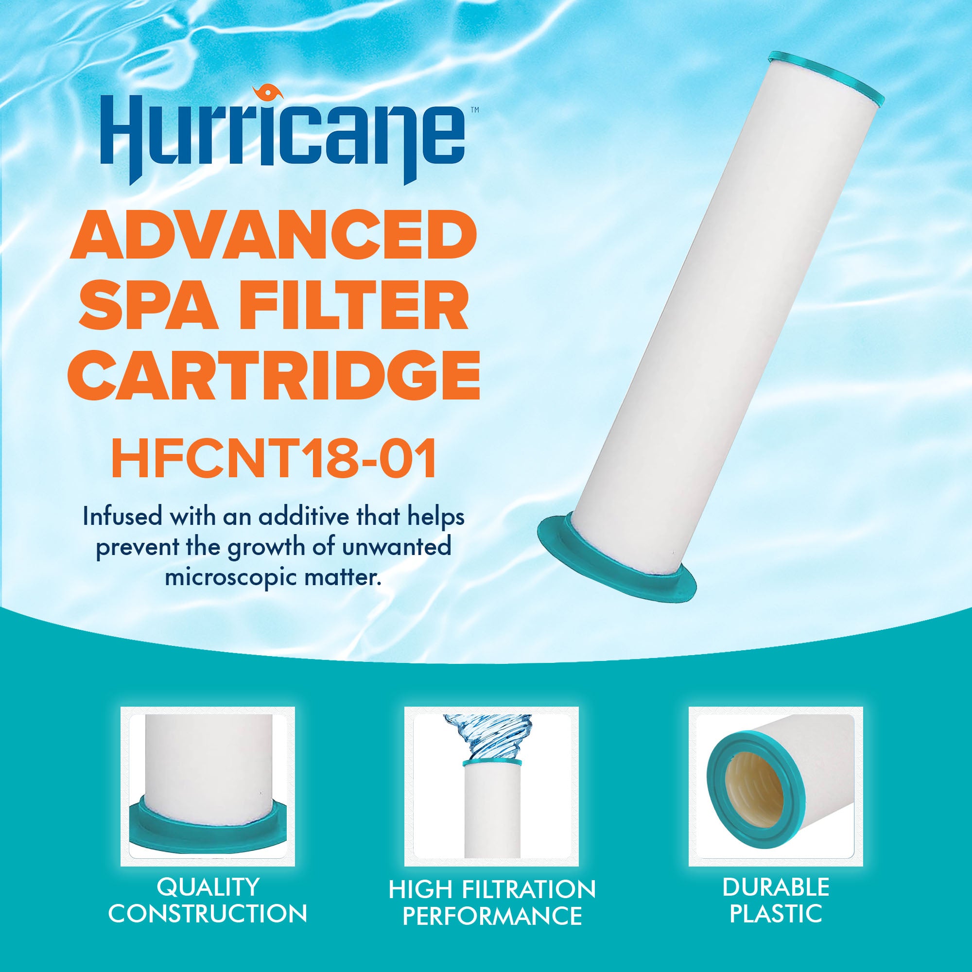 Hurricane Filters HF-CNT18-01 Advanced Spa Filter Cartridge, Inner Pre Filter Replacement Cartridge for Sundance Series 880 6473-164 and More