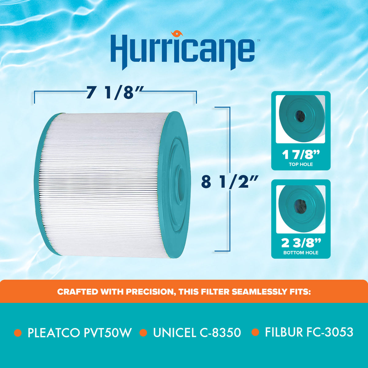 Hurricane Replacement Spa Filter Cartridge for PVT50W & Unicel C-8350, 4 Pack