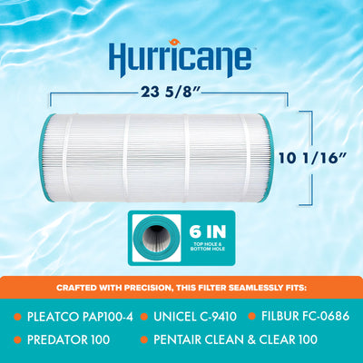 Hurricane Replacement Spa Filter Cartridge for Pleatco PAP100-4 & Unicel C-9410