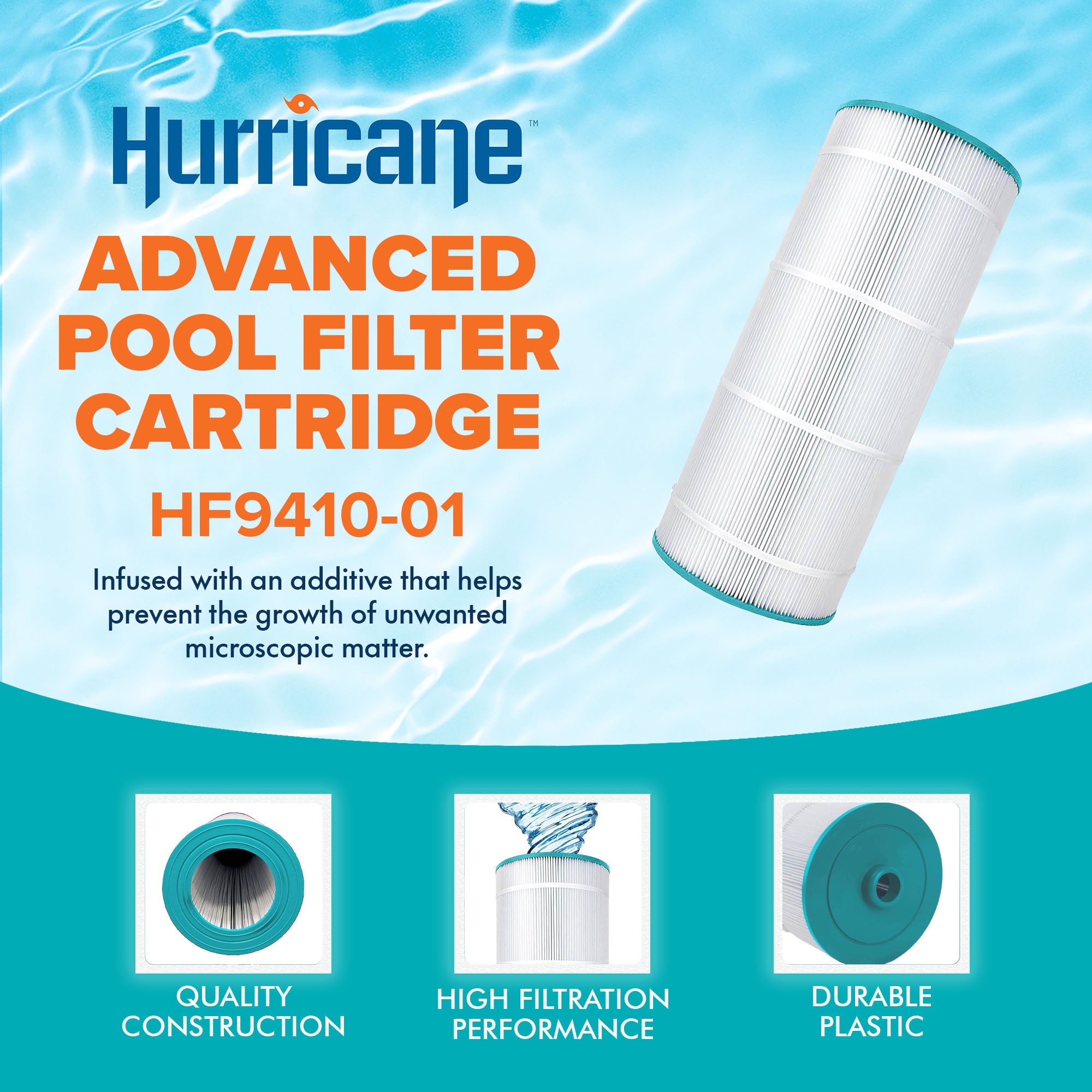 Hurricane HF9410-01 Advanced Pool and Spa Filter Cartridge Replacement, White