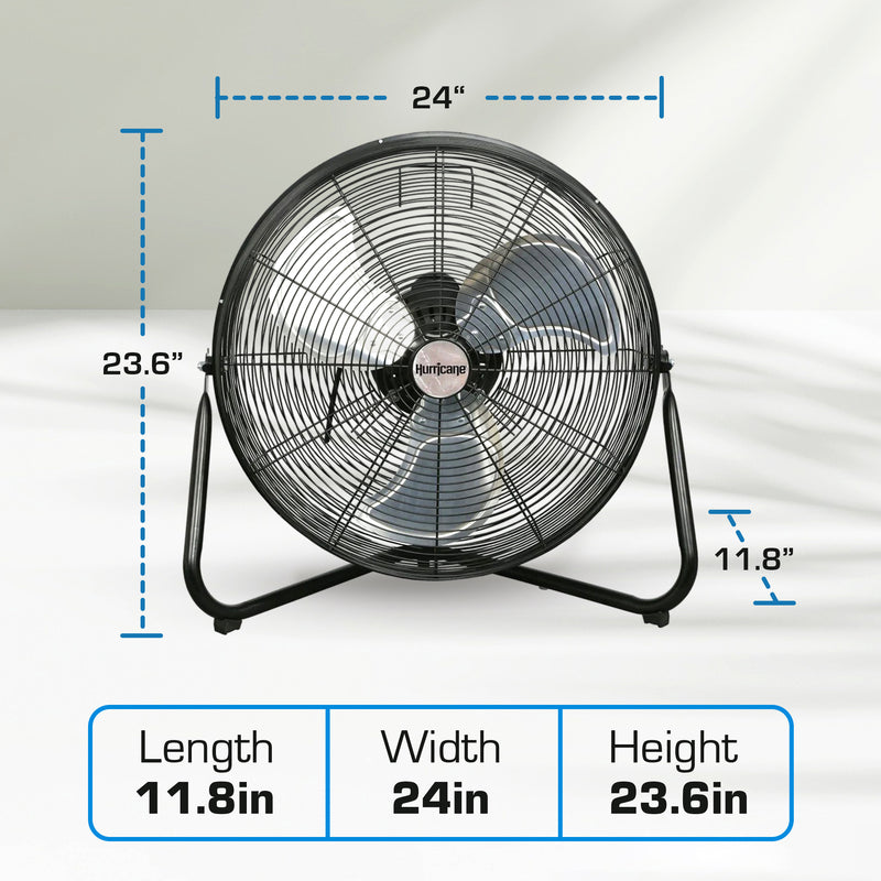 Hurricane Pro Series 20" High Velocity Heavy Duty Metal Orbital Floor Fan, Black