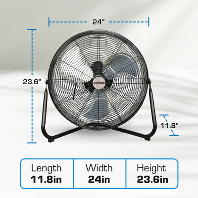 Hurricane Pro 20" High Velocity Heavy Duty Metal Floor Fan, Black (Open Box)