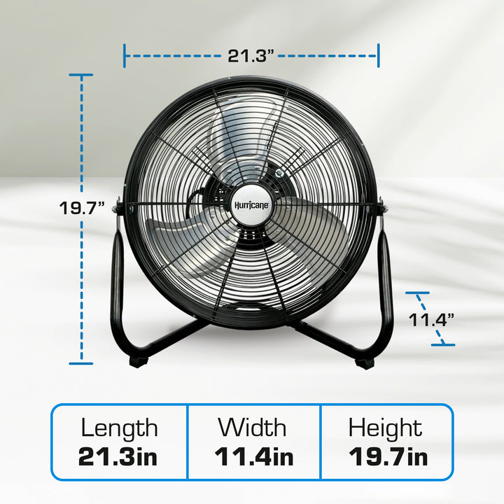 Hurricane Pro Series 16" High Velocity Heavy Duty Metal Orbital Floor Fan, Black