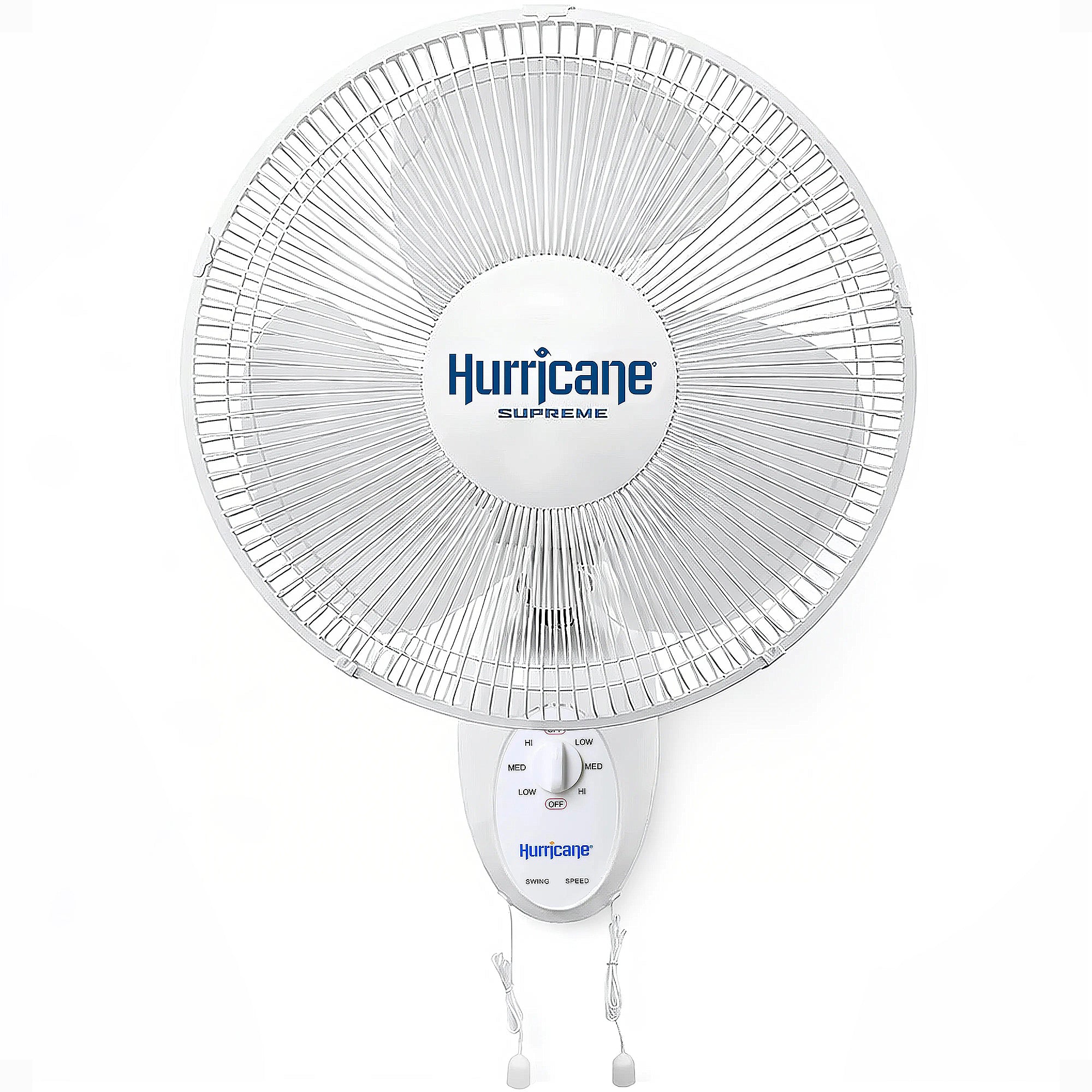 Hurricane Supreme 12 Inch Oscillating 3 Speed Portable Wall Mount Fan, White