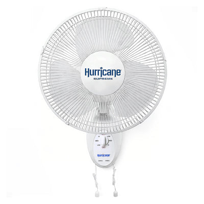 Hurricane Supreme 12" 90 Degree Oscillating 3 Speed Wall Mounted Fan,White(Used)