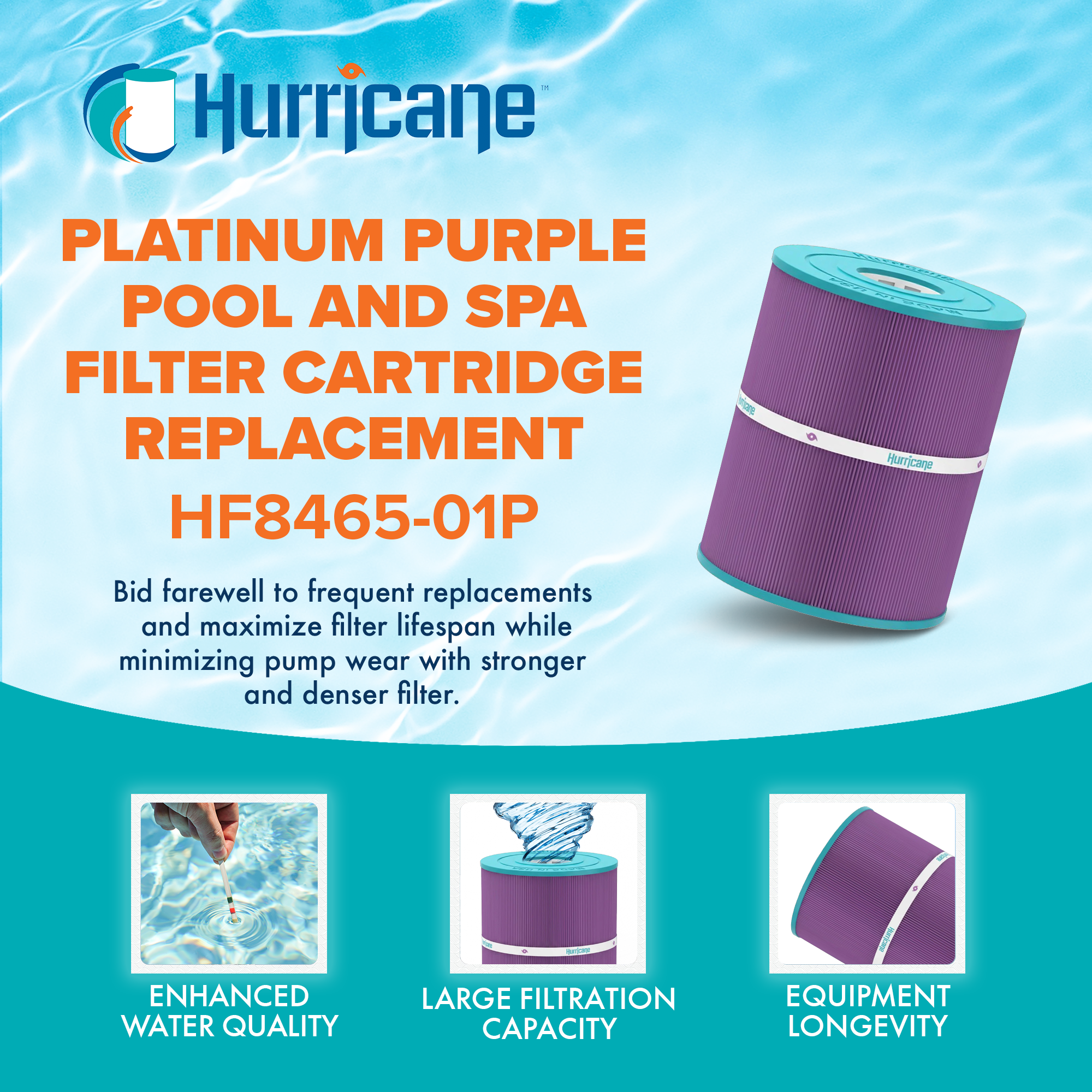 Hurricane HF8465-01P Platinum Purple Pool and Spa Filter Cartridge Replacement - VMInnovations