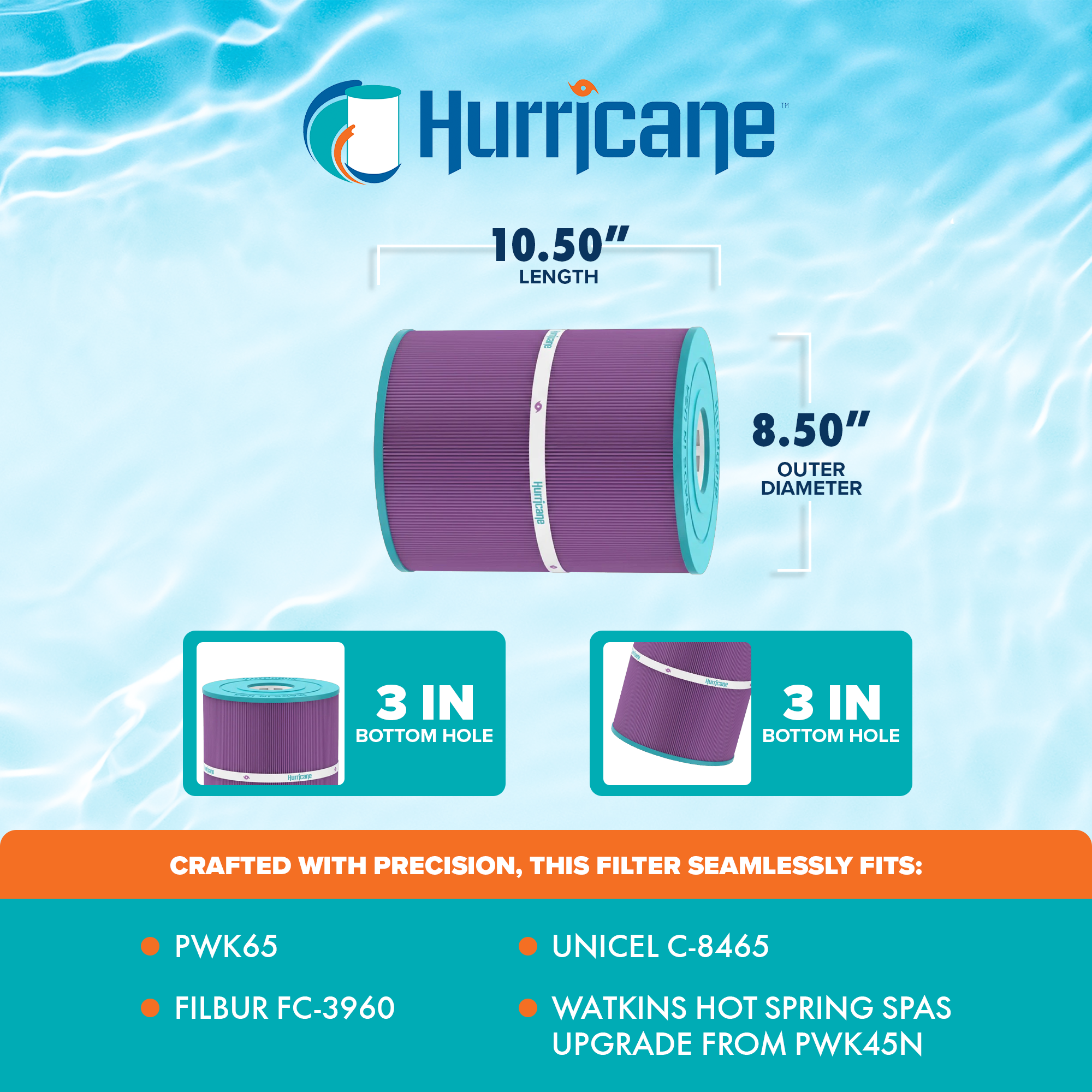 Hurricane HF8465-01P Platinum Purple Pool and Spa Filter Cartridge Replacement - VMInnovations
