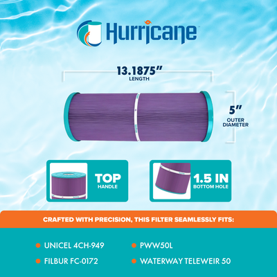 Hurricane HF4H949-01P Platinum Purple Pool and Spa Filter Cartridge Replacement - VMInnovations