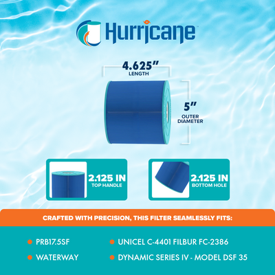 Hurricane HF4401-02M Elite Aseptic Spa Filter Cartridge Replacement, 2 Pack - VMInnovations