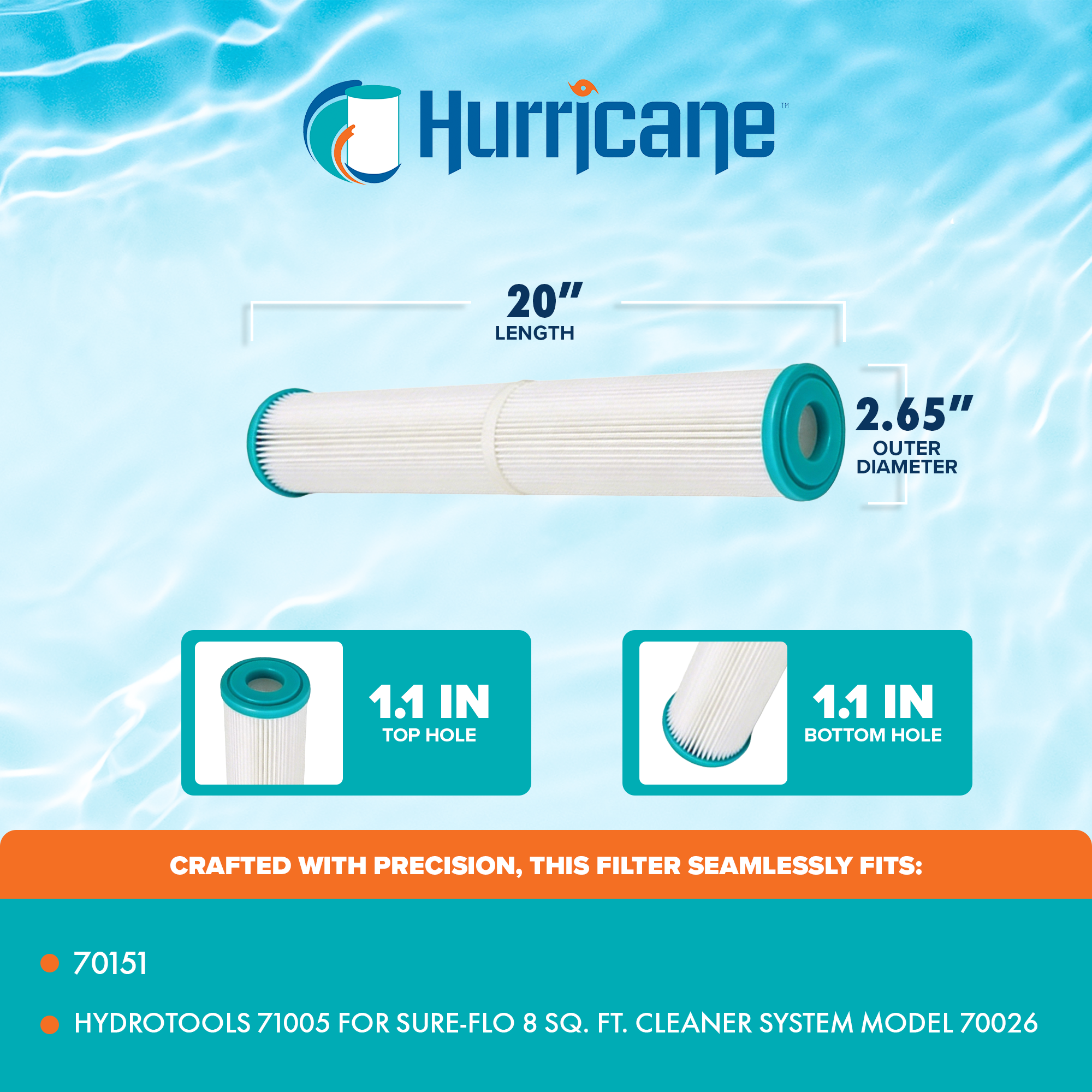 Hurricane HF-HT-08-01 Advanced Filter Cartridge Replacement for Hydrotools 71005