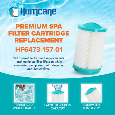 Hurricane HF6473-157-01 Premium Pool and Spa Filter Cartridge Replacement, White