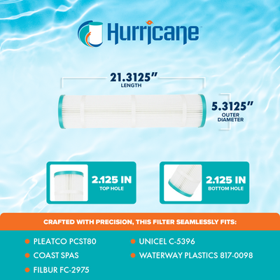 Hurricane Filters HF5396-01 Spa Filter Cartridge Replacement for Pleatco PCST80