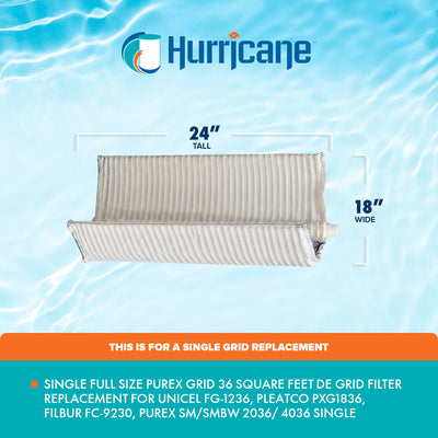 Hurricane Filters HF-PXG48-SET 48 Sq Ft DE Grid Filter Replacement, Set of 8
