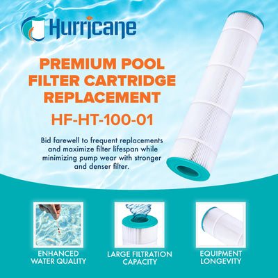 Hurricane HF-HT-100-01 Advanced Pool and Spa Filter Cartridge Replacement, White