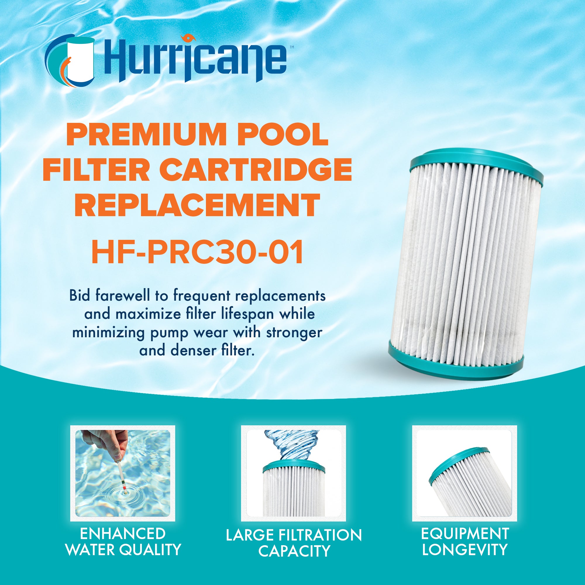 Hurricane Filters HF-PRC30-01 Advanced 30 Sq Ft Pool Spa Filter Replacement