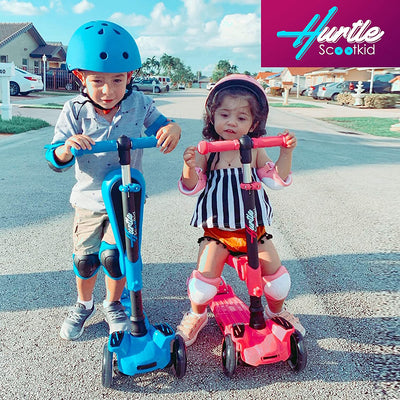 Hurtle ScootKid 3 Wheel Child Ride On Toy Scooter w/ LED Wheels, Blue (Open Box) - VMInnovations