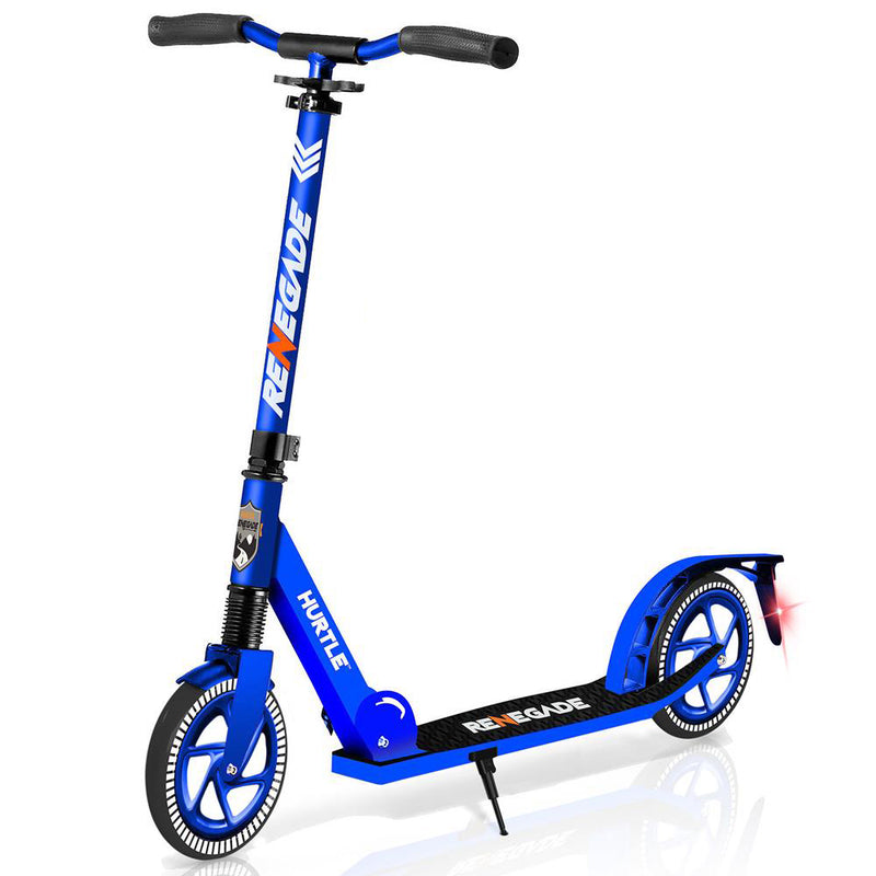 Hurtle Renegade Foldable Teen and Adult Commuter Kick Scooter, Blue (Damaged)