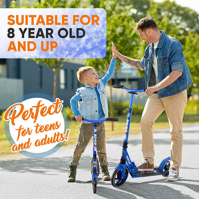 Hurtle Renegade Lightweight Foldable Teen and Adult Commuter Kick Scooter, Blue - VMInnovations