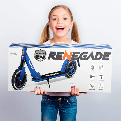 Hurtle Renegade Lightweight Foldable Teen and Adult Commuter Kick Scooter, Blue - VMInnovations