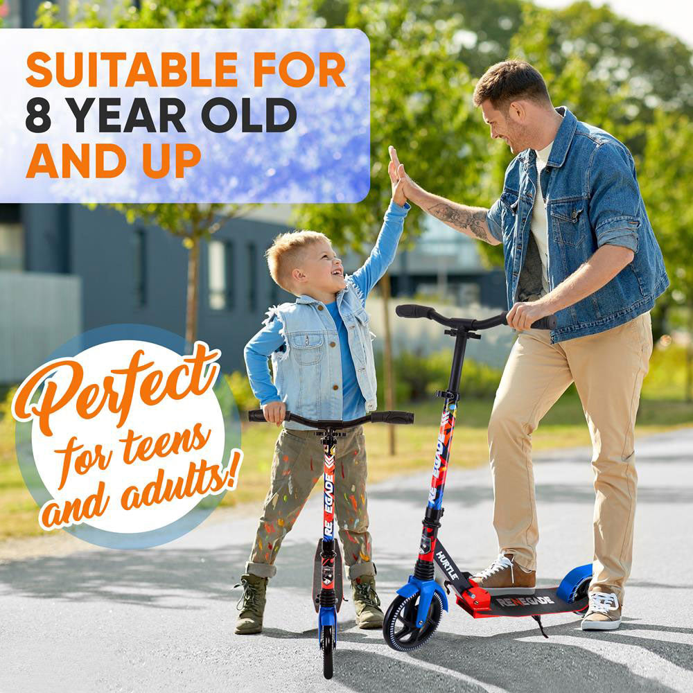 Hurtle Renegade Foldable Teens and Adult Kick Scooter, Graffiti (Open Box)