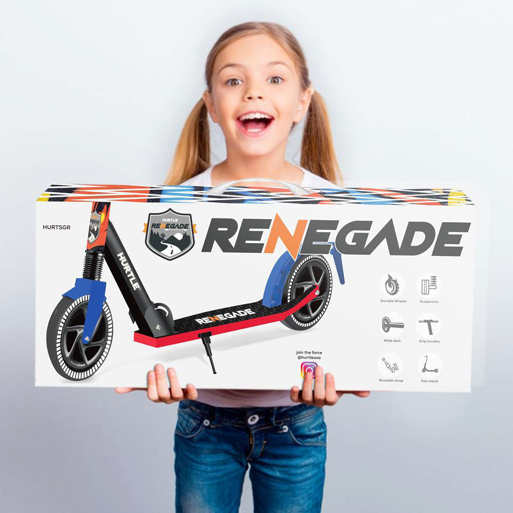 Hurtle Renegade Lightweight Foldable Teens Adult Kick Scooter, Graffiti (Used)