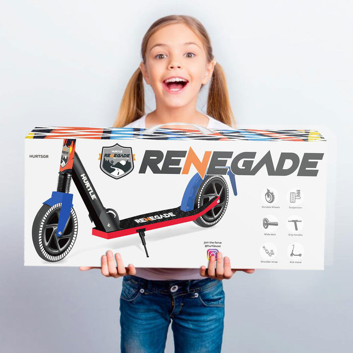 Hurtle Renegade Lightweight Foldable Teens Adult Kick Scooter, Graffiti (Used)