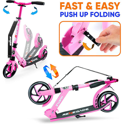 Hurtle Renegade Lightweight Foldable Adult Commuter Kick Scooter, Pink (2 Pack) - VMInnovations