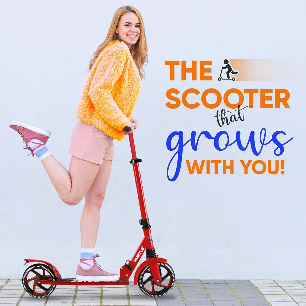 Hurtle Renegade Lightweight Foldable Teen and Adult Kick Scooter, Red (4 Pack) - VMInnovations