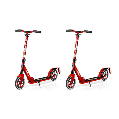 Hurtle Renegade Lightweight Foldable Teen and Adult Kick Scooter, Red (2 Pack)
